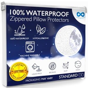 Premium Zippered 4-Pack Pillow Protectors Waterproof Hypoallergenic Breathable